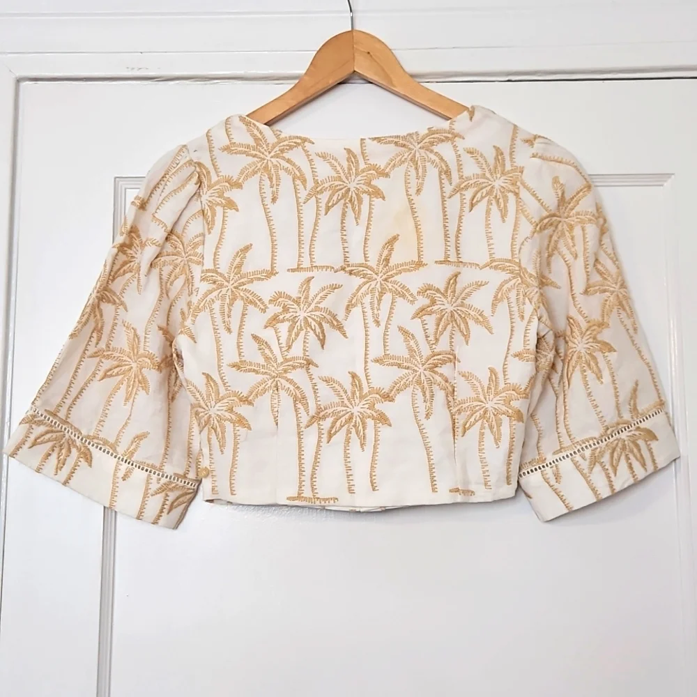 Anthropologie Embroidered Palm Tee Scotch & Soda Crop Blouse Top S - Picture 6 of 6